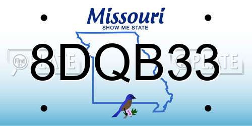 8DQB33 Missouri License Plate