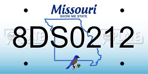 8DS0212 Missouri License Plate