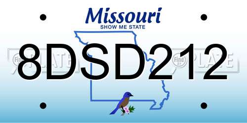 8DSD212 Missouri License Plate