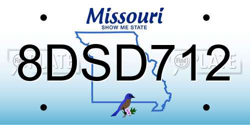 8DSD712 Missouri License Plate