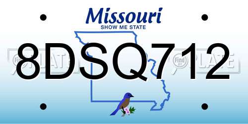 8DSQ712 Missouri License Plate