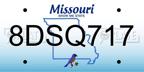 8DSQ717 Missouri License Plate