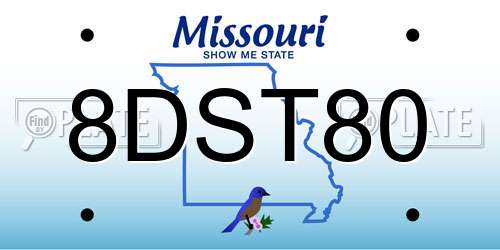 8DST80 Missouri License Plate