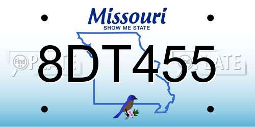 8DT455 Missouri License Plate