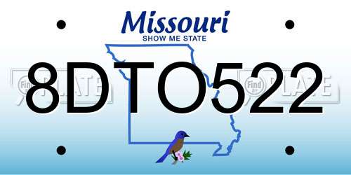 8DTO522 Missouri License Plate