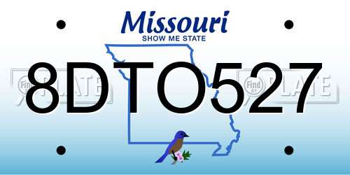 8DTO527 Missouri License Plate