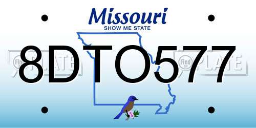 8DTO577 Missouri License Plate