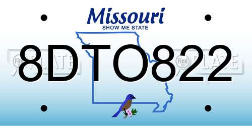 8DTO822 Missouri License Plate