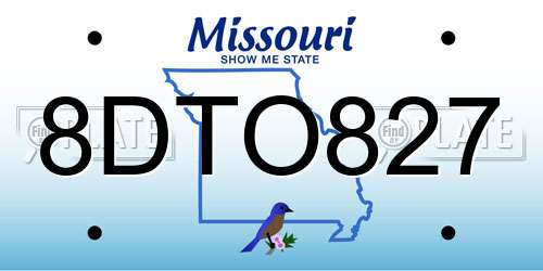 8DTO827 Missouri License Plate