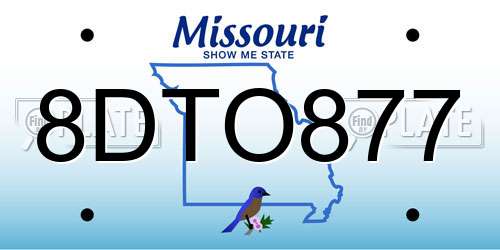 8DTO877 Missouri License Plate