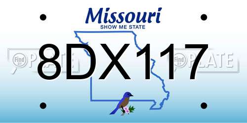 8DX117 Missouri License Plate