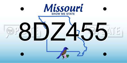 8DZ455 Missouri License Plate