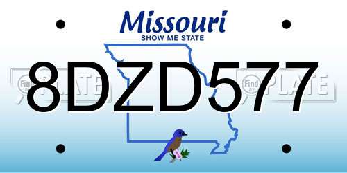 8DZD577 Missouri License Plate