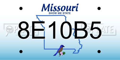 8E10B5 Missouri License Plate