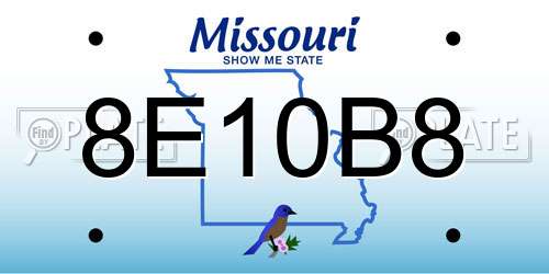 8E10B8 Missouri License Plate