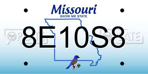 8E10S8 Missouri License Plate