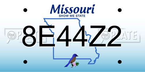 8E44Z2 Missouri License Plate