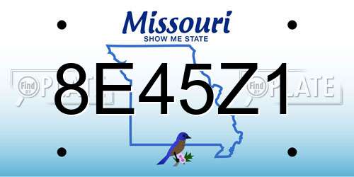 8E45Z1 Missouri License Plate