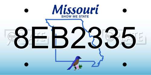 8EB2335 Missouri License Plate