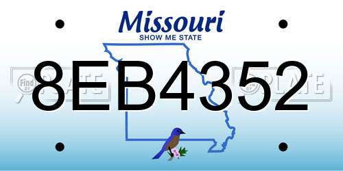 8EB4352 Missouri License Plate