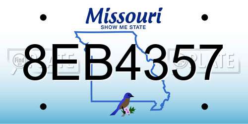 8EB4357 Missouri License Plate