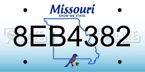 8EB4382 Missouri License Plate