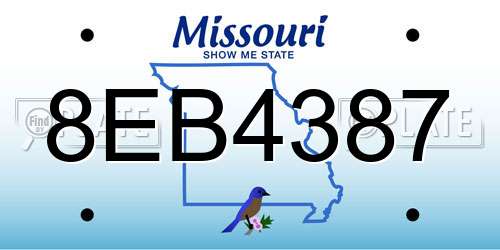 8EB4387 Missouri License Plate