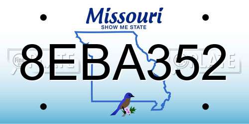 8EBA352 Missouri License Plate