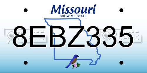 8EBZ335 Missouri License Plate