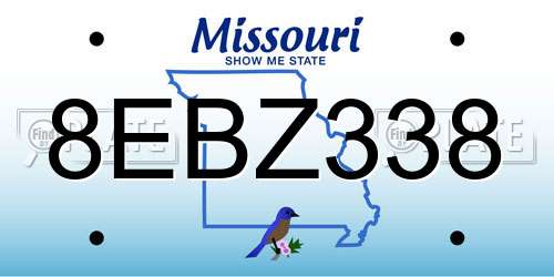 8EBZ338 Missouri License Plate