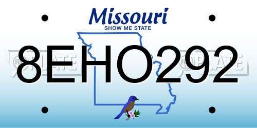 8EHO292 Missouri License Plate