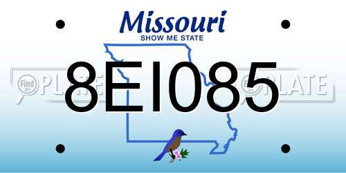 8EI085 Missouri License Plate