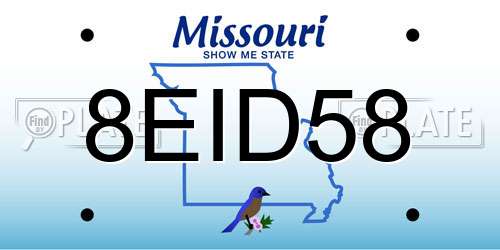 8EID58 Missouri License Plate