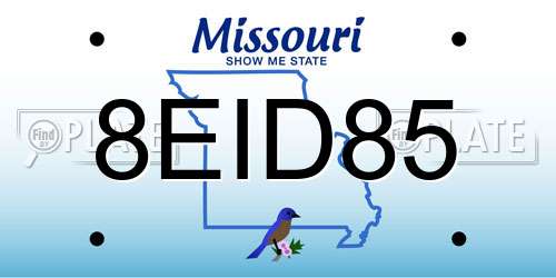 8EID85 Missouri License Plate
