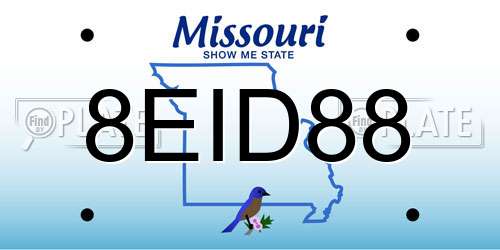8EID88 Missouri License Plate