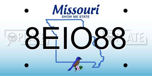 8EIO88 Missouri License Plate