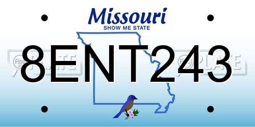 8ENT243 Missouri License Plate