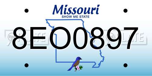 8EO0897 Missouri License Plate