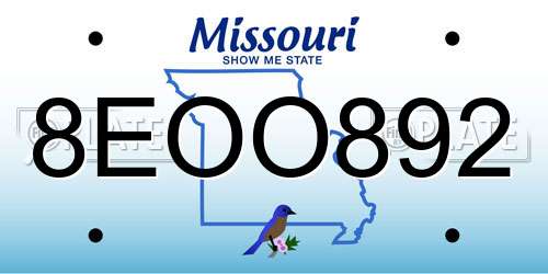 8EOO892 Missouri License Plate