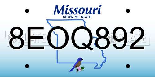 8EOQ892 Missouri License Plate