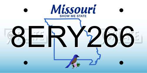 8ERY266 Missouri License Plate