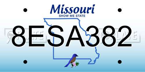 8ESA382 Missouri License Plate