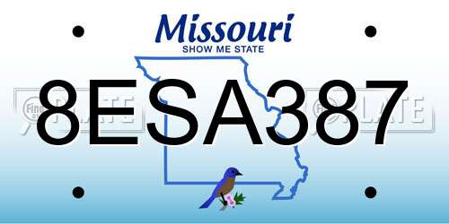 8ESA387 Missouri License Plate