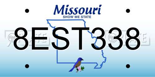 8EST338 Missouri License Plate