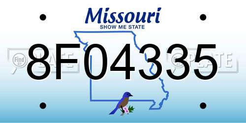8F04335 Missouri License Plate