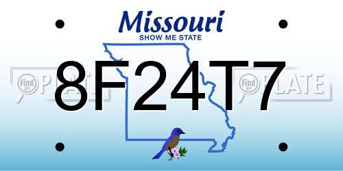 8F24T7 Missouri License Plate