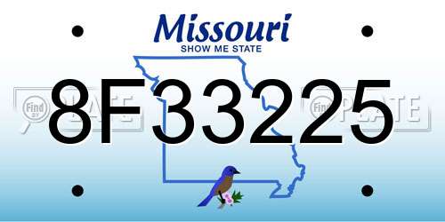 8F33225 Missouri License Plate