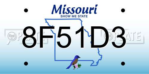 8F51D3 Missouri License Plate