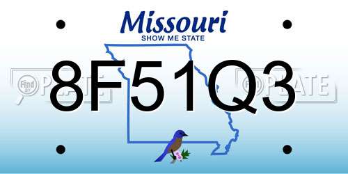8F51Q3 Missouri License Plate