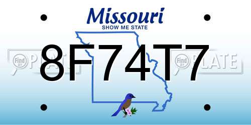 8F74T7 Missouri License Plate